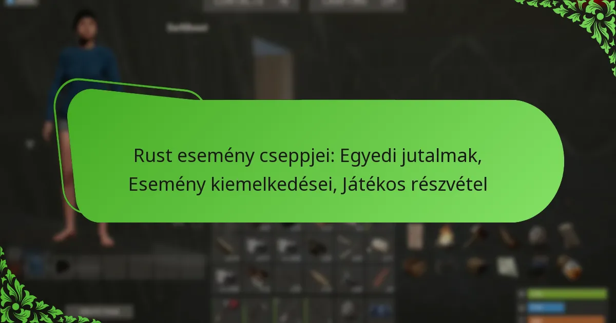 Rust esemény cseppjei: Egyedi jutalmak, Esemény kiemelkedései, Játékos részvétel
