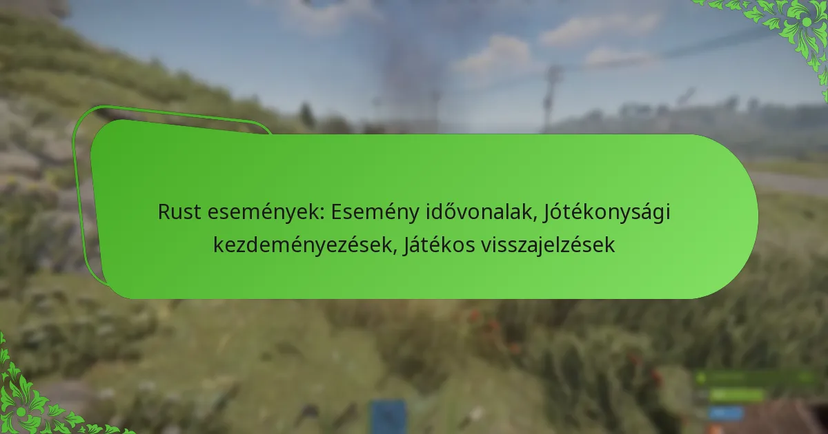 Rust események: Esemény idővonalak, Jótékonysági kezdeményezések, Játékos visszajelzések