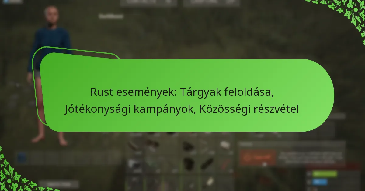 Rust események: Tárgyak feloldása, Jótékonysági kampányok, Közösségi részvétel