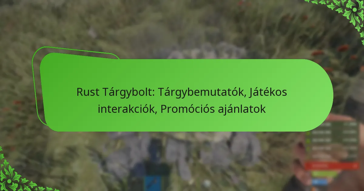 Rust Tárgybolt: Tárgybemutatók, Játékos interakciók, Promóciós ajánlatok