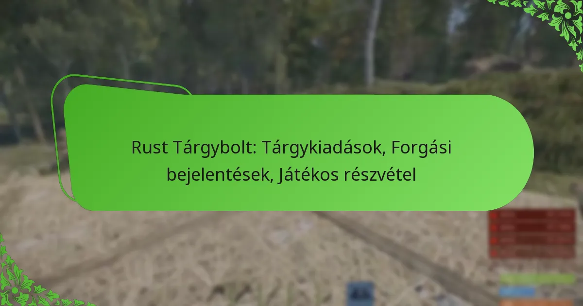 Rust Tárgybolt: Tárgykiadások, Forgási bejelentések, Játékos részvétel