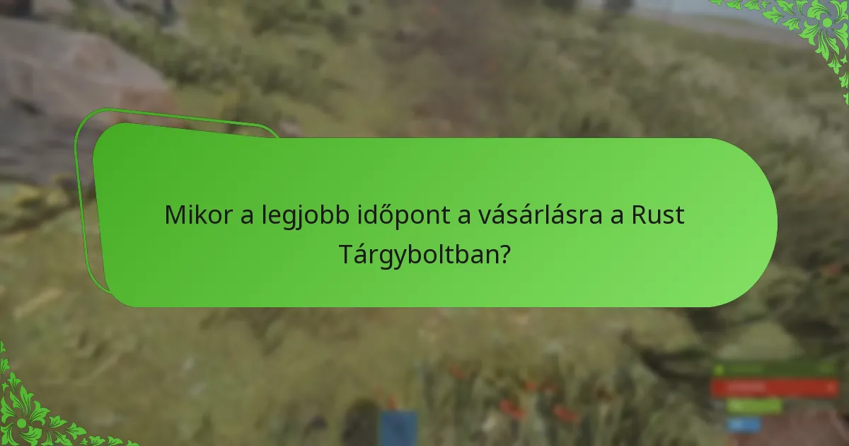 Mikor a legjobb időpont a vásárlásra a Rust Tárgyboltban?